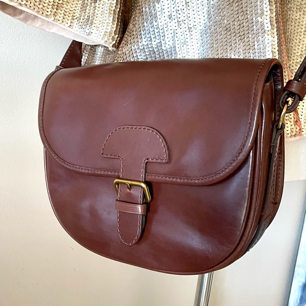 J. Crew Classic Brown Leather Saddle Bag NWOT - Picture 4 of 7